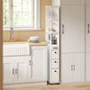 SoBuy NSR13-WG, carrello cucina salvaspazio 20 cm stretto con 4 ruote 40×20×170 cm | Mobiletto cucina con 3 cassetti, carrello salvaspazio con 3 ripiani e barre anti-caduta, per bagno in PB+MDF