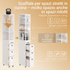SoBuy NSR13-WG, carrello cucina salvaspazio 20 cm stretto con 4 ruote 40×20×170 cm | Mobiletto cucina con 3 cassetti, carrello salvaspazio con 3 ripiani e barre anti-caduta, per bagno in PB+MDF