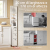 SoBuy NSR13-WG, carrello cucina salvaspazio 20 cm stretto con 4 ruote 40×20×170 cm | Mobiletto cucina con 3 cassetti, carrello salvaspazio con 3 ripiani e barre anti-caduta, per bagno in PB+MDF