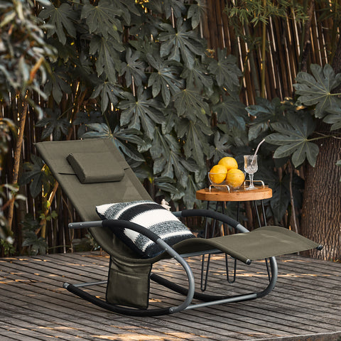 Sobuy Garden Deckchair люлеещ се фотьойл с подглавие и кафяв Peschina OGS28-br