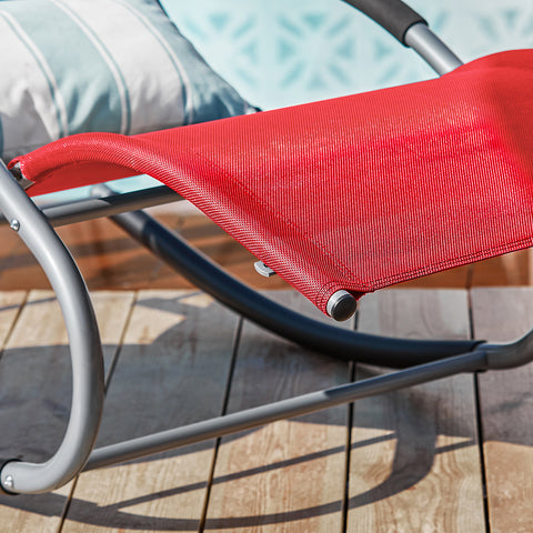 Sobuy Garden Deckchair люлеещ се фотьойл с облегалка и червен Tascine OGS28-R
