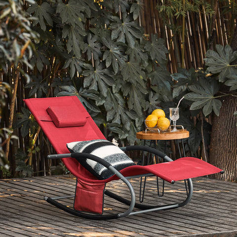 Sobuy Garden Deckchair люлеещ се фотьойл с облегалка и червен Tascine OGS28-R