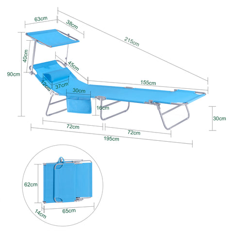 Sobuy 2 x Сгъваема възглавница възглавница и регулируем покрив 4 ъгли за повторно обединяване със син организатор, OGS48-BX2