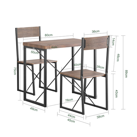 Комплект трапезария на собуи с 2 стола маса и столове кухня реколта L80*P50*A75 cm, OGT19-N