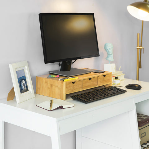 Поддръжка за монитор на Sobuy Desk с 3 организатор L51*P25*A12 cm, BBF03-N