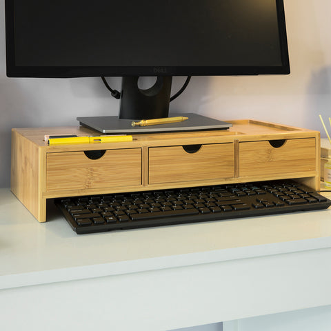 Поддръжка за монитор на Sobuy Desk с 3 организатор L51*P25*A12 cm, BBF03-N