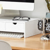 SoBuy Supporto monitor pc da scrivania con 3 Organizzatore cassetti Supporto per Monitor di bambùL51*P25*A11,5 cm Bianco BBF03-W