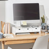 SoBuy Supporto monitor pc da scrivania con 3 Organizzatore cassetti Supporto per Monitor di bambùL51*P25*A11,5 cm Bianco BBF03-W