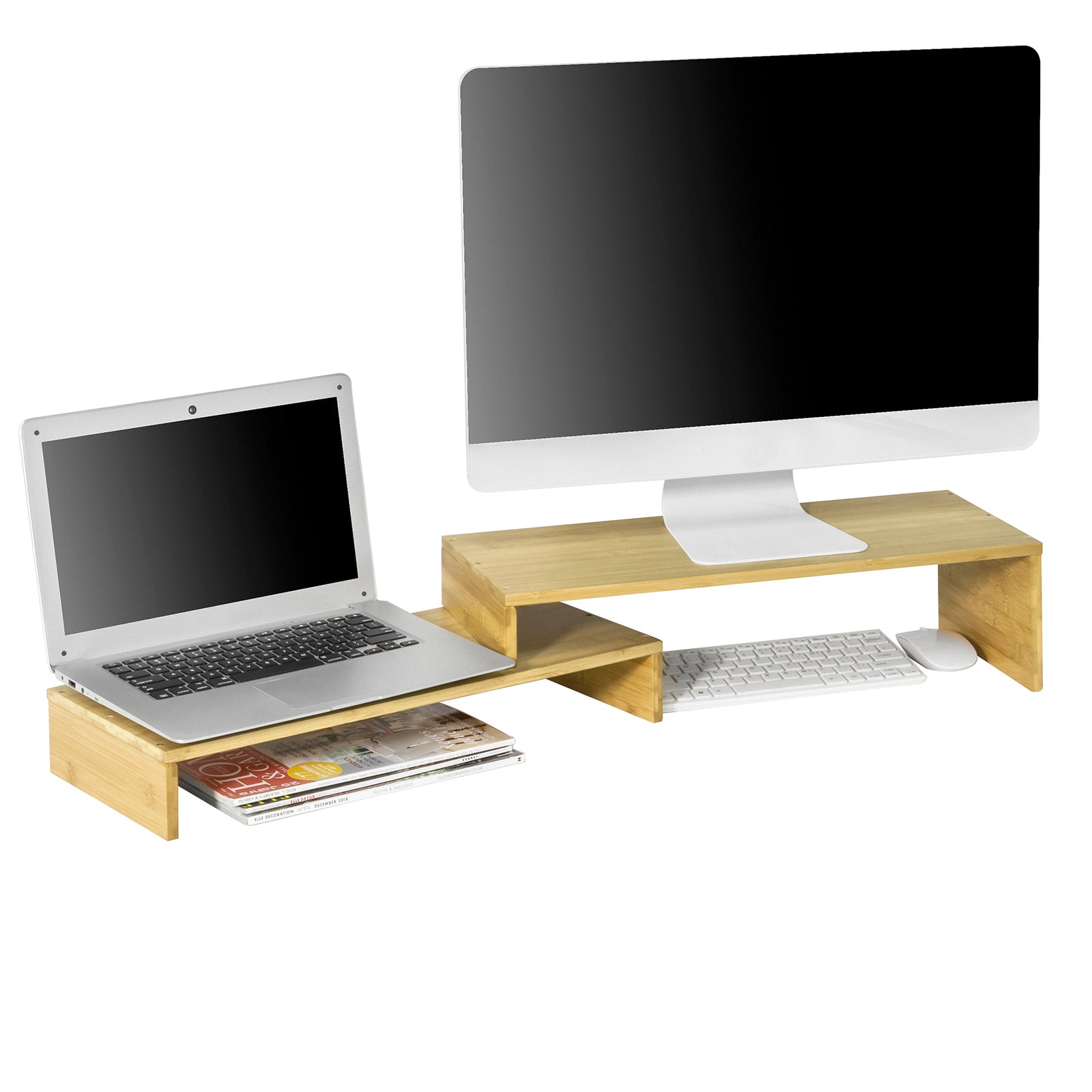 SoBuy Supporto Monitor pc da scrivania per 2 Monitors con Altezze  Regolabili supporto monitor scrivania accessori scrivania BBF07-N