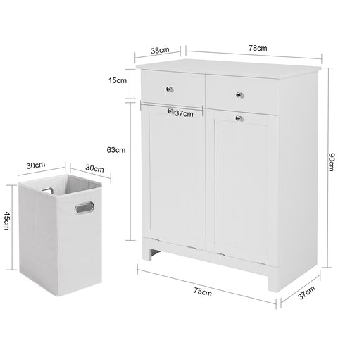 Шкаф за баня Sobuy с държач на врати с 2 кошчета на Cottobianchery и 2 BZR33-W бели чекмеджета