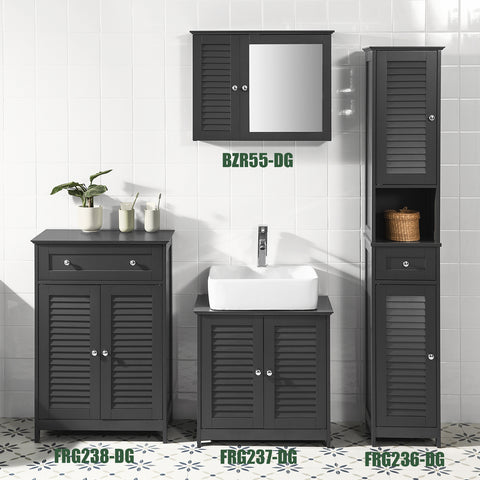 Sobuy шкаф за баня колона за баня за баня, стиснато баня с чекмеджета frg238-dg