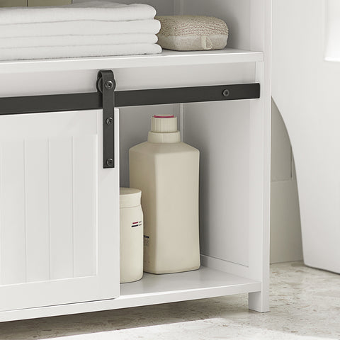 Sobuy шкаф за измиване с плъзгащо се шкафче за врати под бяла мивка 60x30x62cm BZR61-W