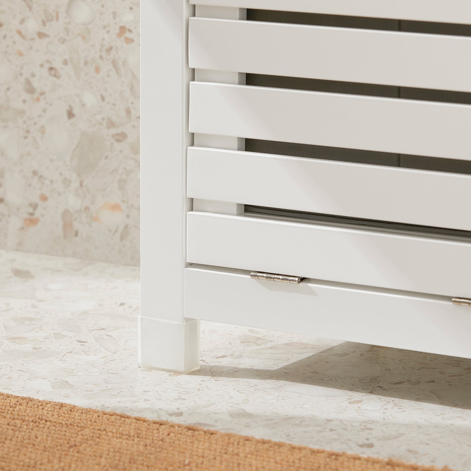 SoBuy Mobiletto Bagno Salvaspazio Stretto 42x30x93 Cm – Con Cassetto, Ripiano Regolabile E Vano Chiuso, In MDF E1 Bianco, Antiumidità E Anti-ribaltamento