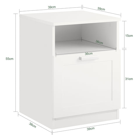Sobuy нощно шкафче за легло тясна маса за масата на масата с бели чекмеджета 39x39x55cm FBT112-W