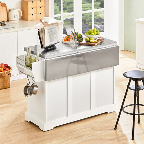 Sobuy Kitchen Trolley Conduction Kitchen Floor in Mobile Bianco Kitchen с FKW41-Strels Wheels