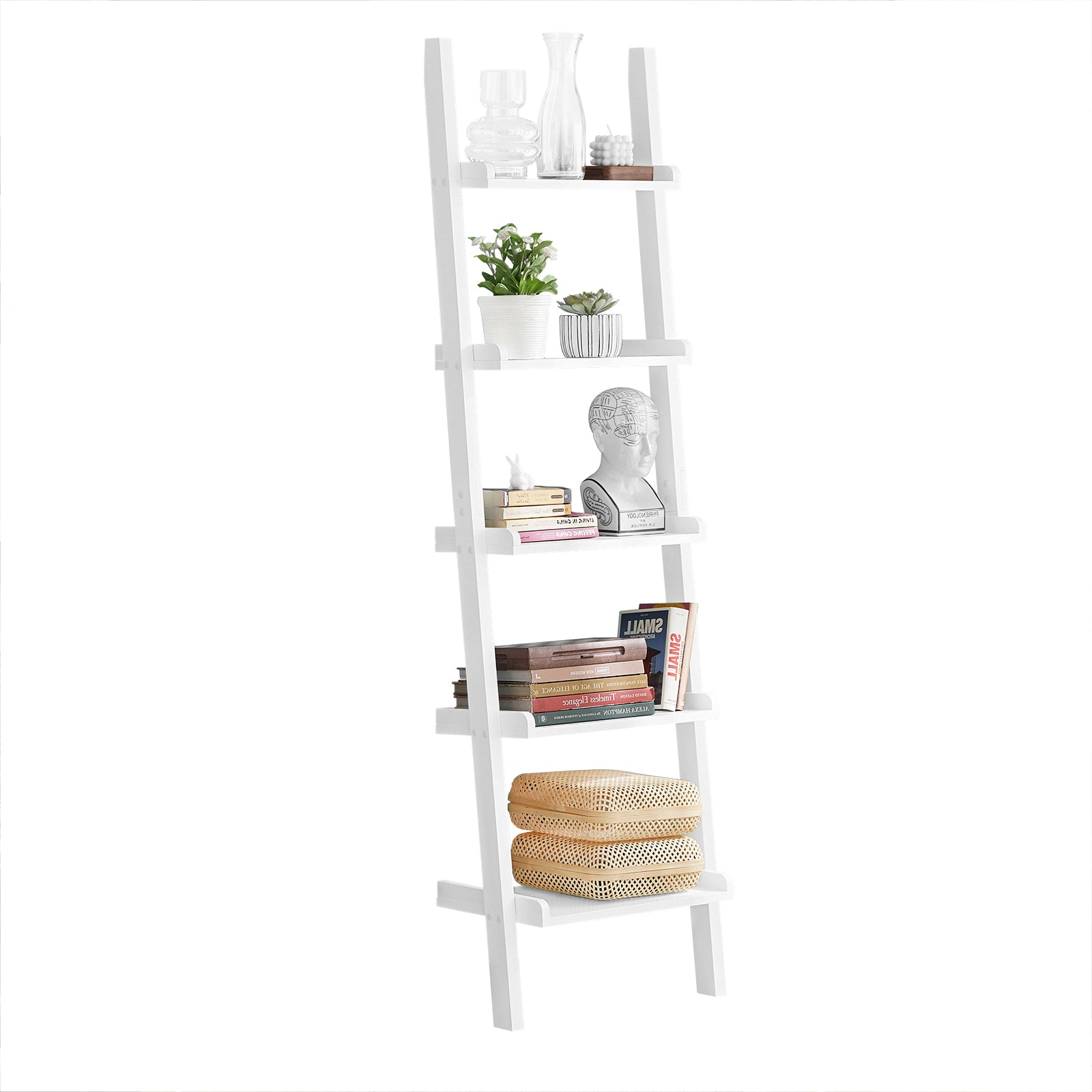 SoBuy Scaffale a scala FRG116-W con ripiani e cassetto in SoBuy Scaffale a scala FRG116-W con ripiani e cassetto in