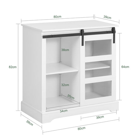 Sobuy Creenza Kitchen Showcase Credenza с плъзгащо се стъкло, кухненски шкаф, бял, L80 x P39 x A82 cm, FSB46-W