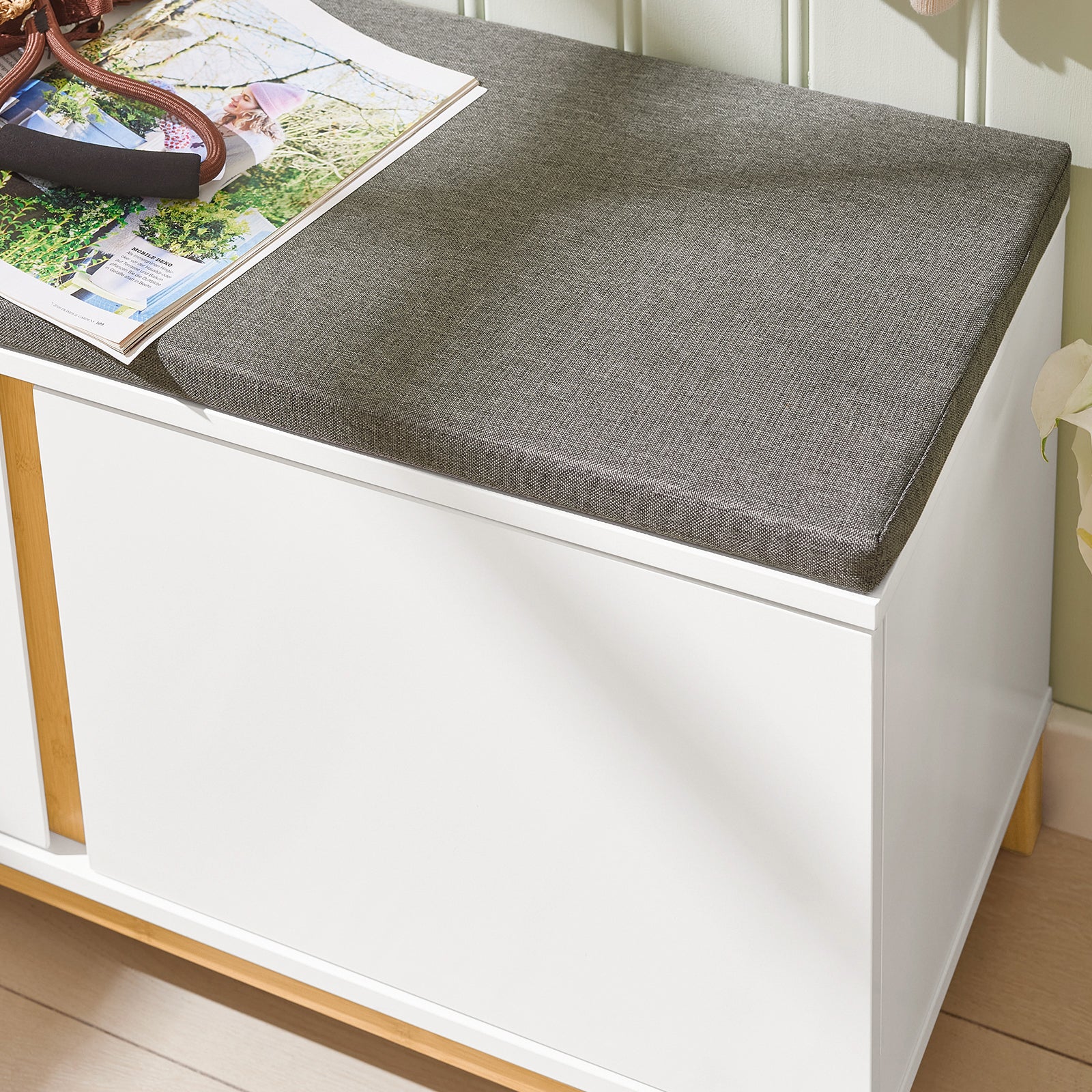 Panca Scarpiera Con Cuscino - Bianco, 80x26x45 Cm, Ripiano Regolabile, Per Ingresso O Camera - Foto 10