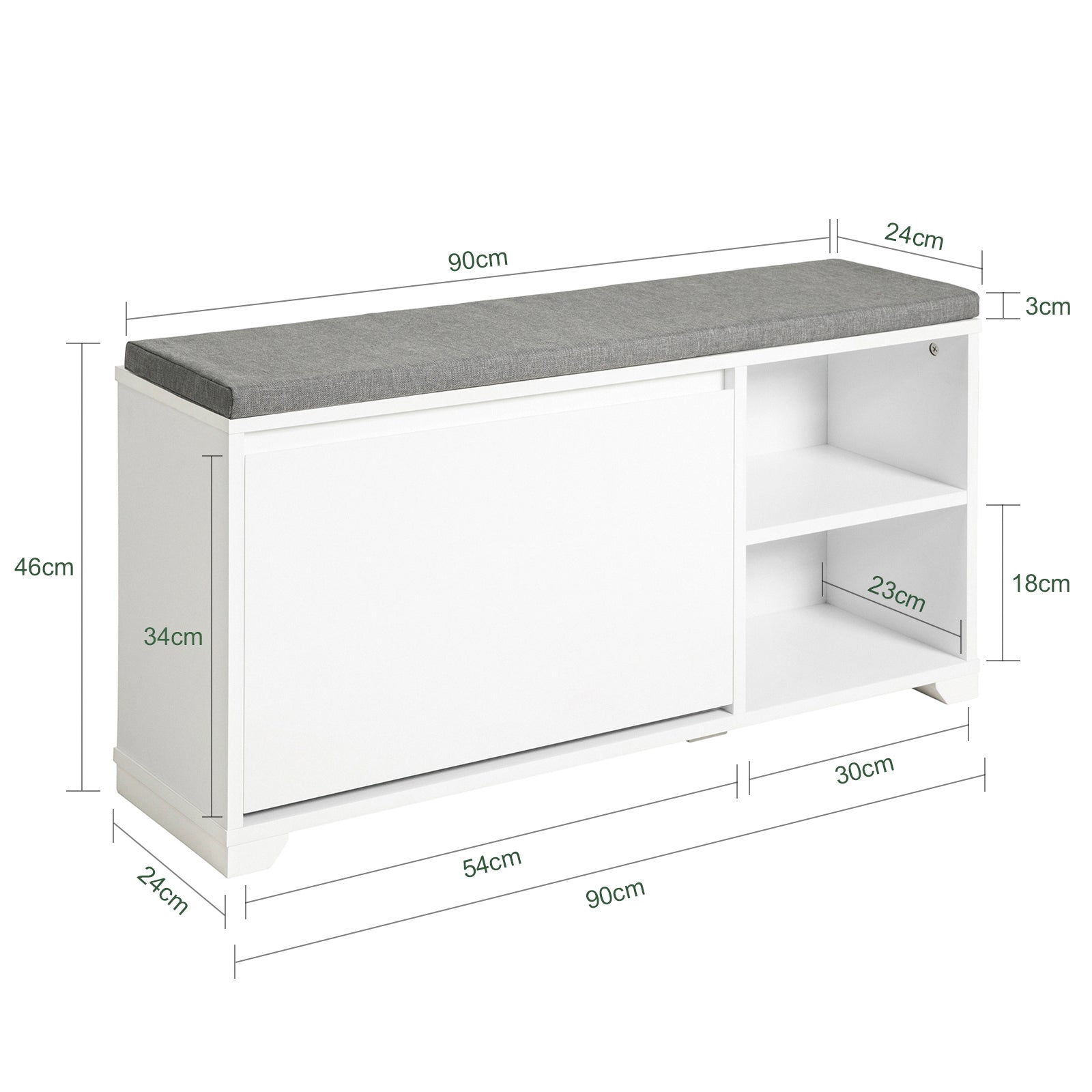 SoBuy Scarpiera Da Ingresso, Cassapanca,Portascarpe Con Cuscino E Cassettofsr49 N 6640730
