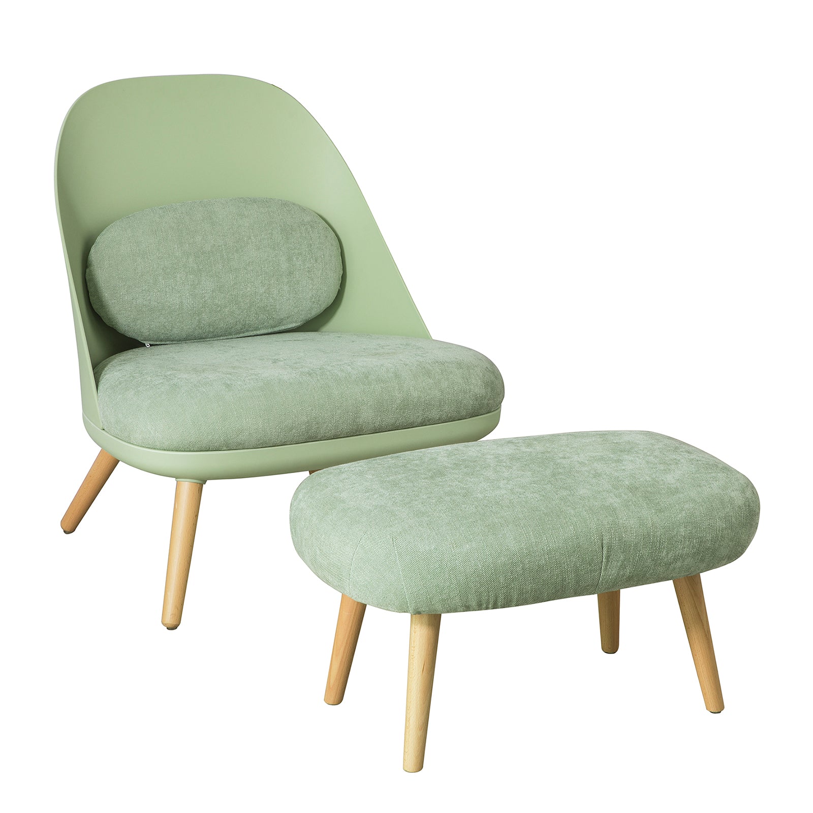 SoBuy, Poltrona con poggiapiedi, sedia scandinave, Poltrona relax, verde