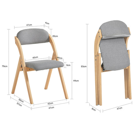 Сгъваем стол Sobuy, кухненски стол с подплатена седалка и облегалка, стол за буково бюро, FST92-N