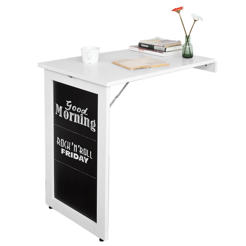 Sobuy Стенна маса сгъваема маса Бяла кухненска маса с FWT20-W Blackboard