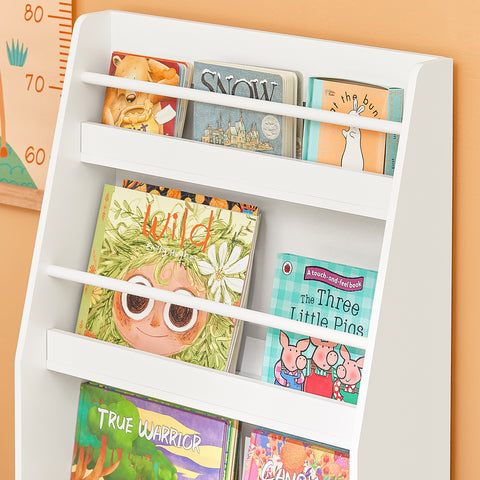 Детска шкафче Sobuy с 3 рафта за играчки за детски рафтове Организиране на играчки за бяла играчка, KMB45-W