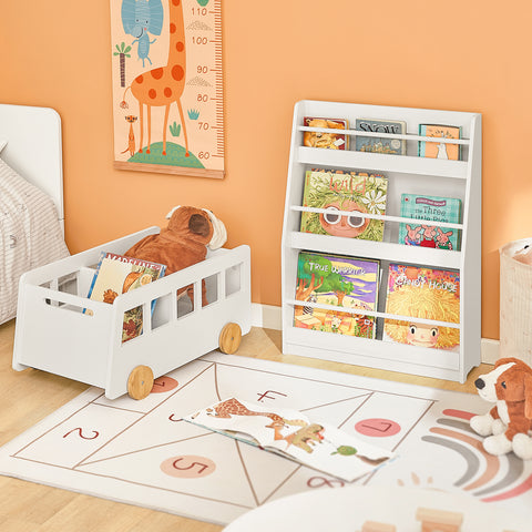 Детска шкафче Sobuy с 3 рафта за играчки за детски рафтове Организиране на играчки за бяла играчка, KMB45-W
