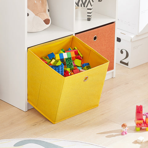 SoBuy Libreria per bambini Scaffale per bambini con 2 scatole in tessuto Organizer per giocattoli Bianco KMB49-W