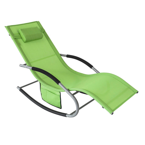 Sobuy Garden Deckchair люлеещ се фотьойл с глава за глава и зелен пескина OGS28-gr