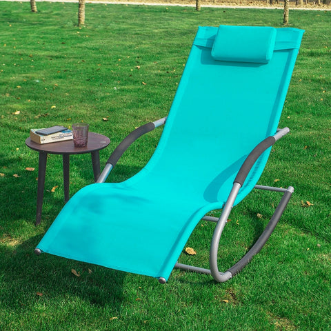 Sobuy Garden Deckchair люлее се фотьойл с облегалка и син Tascine OGS28-HB