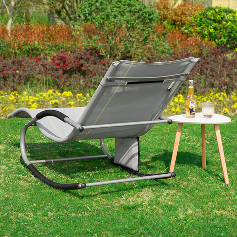 Sobuy Garden Deckchair люлеещ се фотьойл с облегалка и OGS28-HG сив джоб