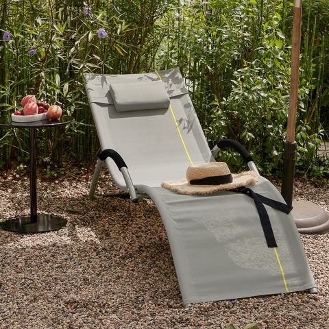 Стол Sobuy Deckchair Garden Bed в железен прах боядисана и теслин плат, сив, OGS38-HG