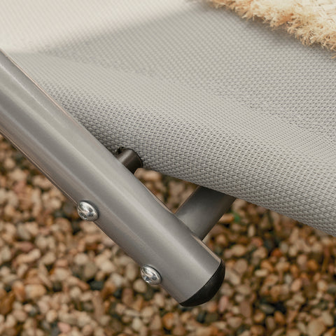 Стол Sobuy Deckchair Garden Bed в железен прах боядисана и теслин плат, сив, OGS38-HG