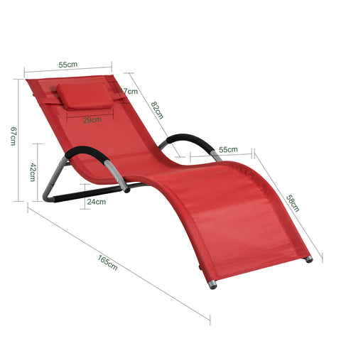 Стол Sobuy Deckchair Garden Bed в железен прах и TESL, червено, OGS38-R плат