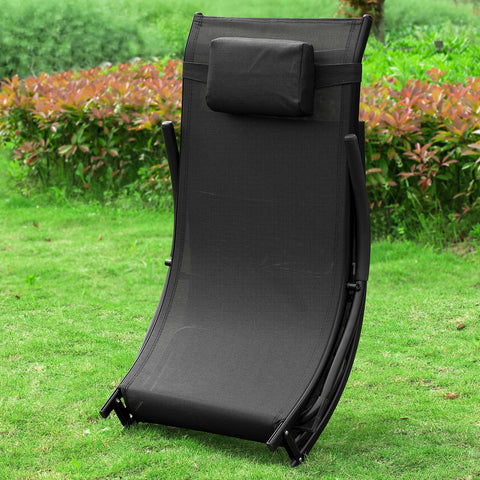 Sobuy Garden Deckchair Сгъваеми легла Подвижна глава за глава 173x54x69cm черен капацитет 150 kg OGS45-shch