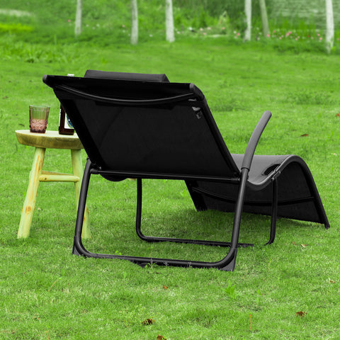 Sobuy Garden Deckchair Сгъваеми легла Подвижна глава за глава 173x54x69cm черен капацитет 150 kg OGS45-shch