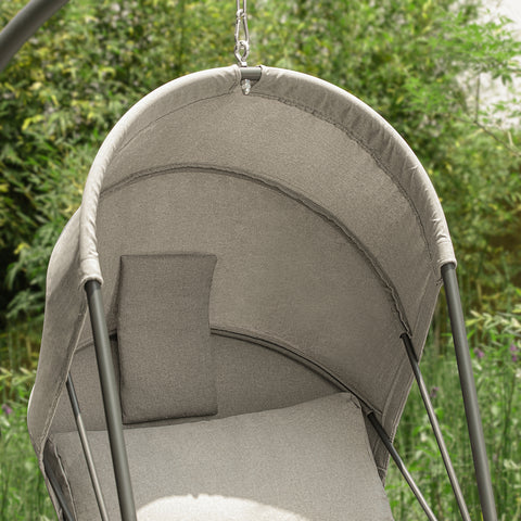 Sobuy фотьойл окачен лукс с рамка+мека възглавница на седалката+подплатен гръб, окачена кошница, за интериор и на открито, люлееща се кошница, сиво, OGS57-HG