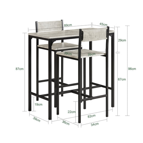 Собуи маса със столове кухненска маса бар табуретка маси маси винтидж стил височина 87 cm ogth03-hg