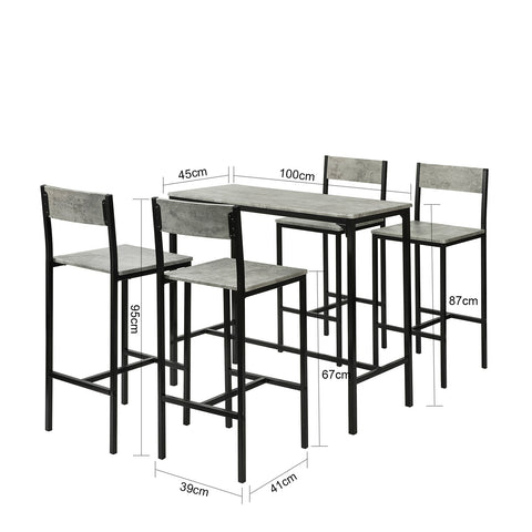 Tavolo con 4 sedie 100x45x87cm OGT14-HG