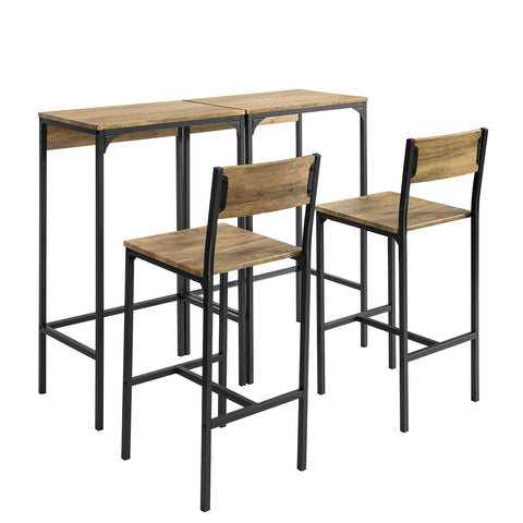 Sobuy комплект 3 парчета бар за маса с 2 високи стола разтегателна дървена маса трапезария висока маса OGT42-F